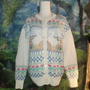 Vintage 90s Eddie Bauer Cottagecore Chunky Knit Cardigan size Large